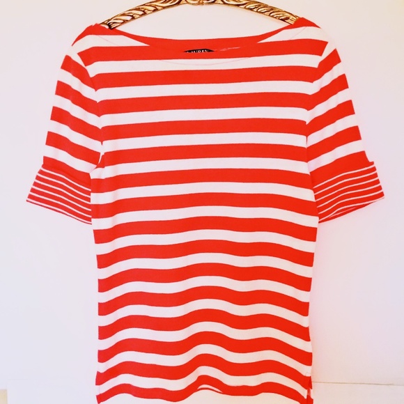 Lauren Ralph Lauren Tops - Lauren,Ralph Lauren orange/white stripe top,M